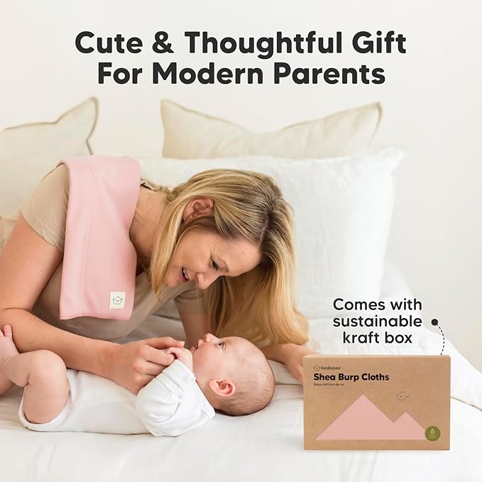 Organic Burp Cloths Baby Boy, Girl - 6-Pack Large Cotton Burping Cloths for Babies, Spit Up Rags, Super Absorbent, Ultra Soft Newborn Rag, Gender Neutral, Machine Washable, Durable (Mauve)