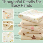 MUKIN Baby Muslin Washcloths and Burp Cloths, Floral Pattern Cotton Face Towels, Burping Cloths for Newborn,6-Pack,10x20 inches