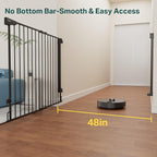 Cumbor 34" Extra Tall No Bottom Bar Baby Gate for Stairs, Auto Close Dog Gate Indoor for Larger Pets, 31.6-48" Hardware Mounted Safety Gate for Doorways, Wide Walk Thru Door for Easy Access (Black)