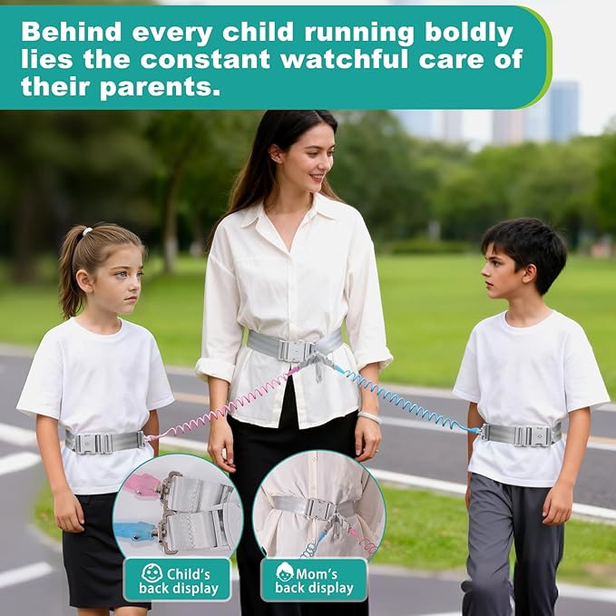 Toddler Leash for Hands-Free Safety Walking, Leash for Kids with Key Lock, Safety Walking Harness for Toddlers, Adjustable Child Leash for Boys and Girls to Outdoor Travel (2 Packs)-Bule and Pink