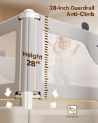 Baby Bed Rail Guard for Toddlers, Reinforced 54in Toddler Bed Rails for Full Bed with Height Adjustable, Extral Tall Child Safety Side Railing Guards/Bedrail for Kids, Grey Bear, 1 Side 54" Lx28 H