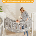 KORIMEFA 10 in 1 Toddler Slide Set, Kids Slide for Toddlers, Outdoor Indoor Playground for Toddlers 1-3, Toddler PlaySet with Basketball Hoop and Ball Golf Set, Climbing Arch(Grey)