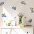 YouRfocus Blue Daisy Wall Decals | 33 PCS Boho Flower Stickers for Girls' Rooms, Playrooms, and Nurseries | Dual Layer Print for High Coverage | Removable Peel and Stick Wall Decor | 6 Sheets