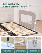 BABELIO Bed Rail for Toddlers, 43" Wide Swing Down & Adjustable Height Toddler Bed Rails for Kids/Elderly/Adults, Baby Side Railing for Twin/Full/Queen/King Size