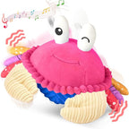 Pink Crawling Crab Baby Toy - Rechargeable Musical Plush Toys with 40 Songs & Voice Recorder, Sensory Toy for Infant Tummy Time, Soft Toy for 12-18 Months Girl, Gift for Toddlers 1-3