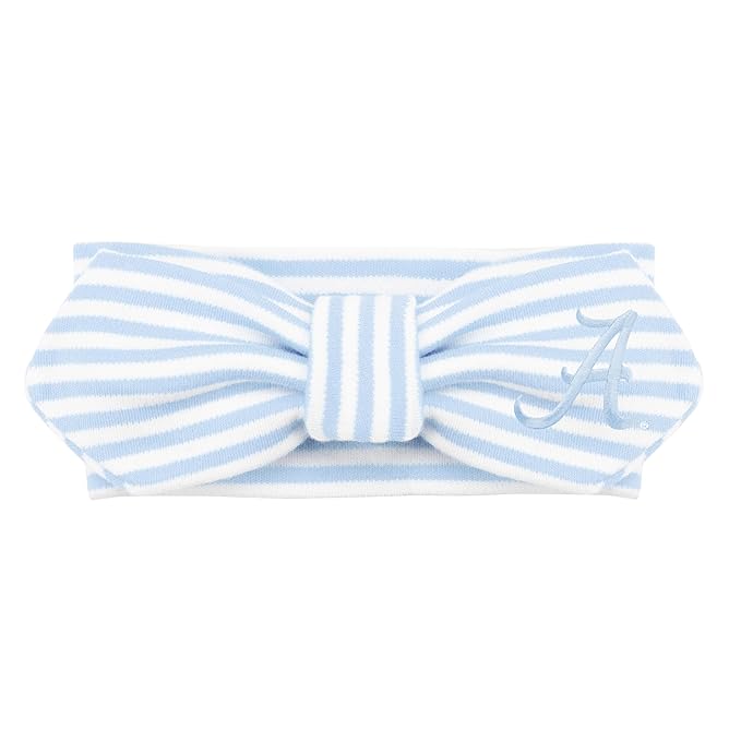 Creative Knitwear Alabama Crimson Tide Infant Girls Light Blue/White Striped Hair Knot Headband Embroidered Logo - Size Newborn - 4T
