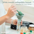 WeeSprout Double Zipper Reusable Food Pouches, Perfect for Babies & Toddlers, Freezer & Dishwasher Safe (Animals, 3.4 Fl Oz (Pack of 6) + Pouch Filler)