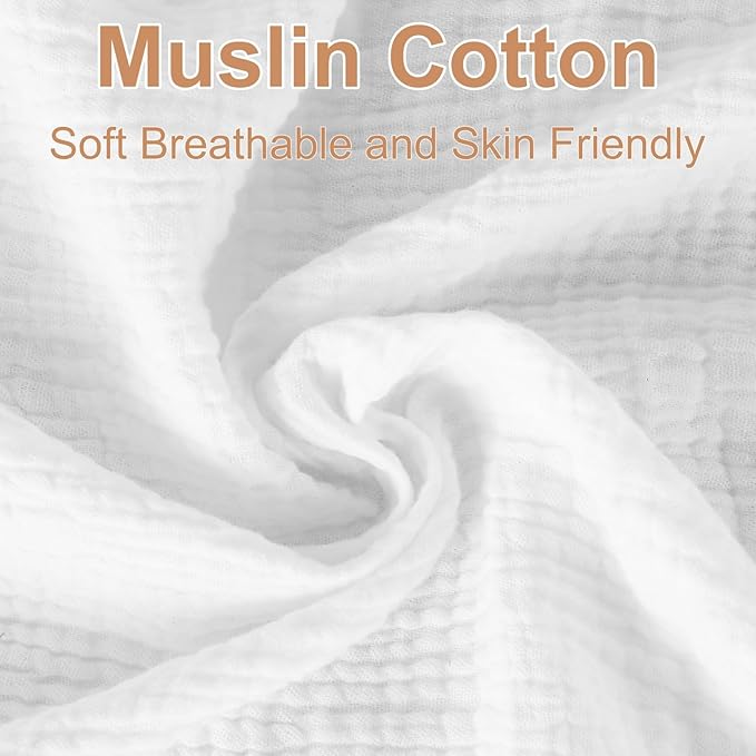 2 Pack Muslin Fitted Crib Sheets for Baby Girls & Boys-Neutral Breathable Crib Mattress Protector for Standard Crib Mattress (28"x 52")-Soft No Slip Toddler Cotton Bedding-Blush & White