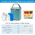 Breast Milk Cooler Bag with Ice Pack Fits 4 Baby Bottles Up to 9 Ounce, Baby Bottle Bag for Nursing Mom Daycare-Aqua