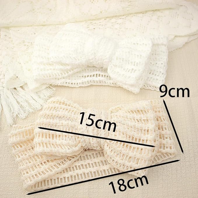 Handmade Baby Headbands Stretchy Waffle Hair Bands with Bows for Newborn Infant Baby Toddler Girls Headwrap Hair Accessories (STYLEA-02, MEDIUM)