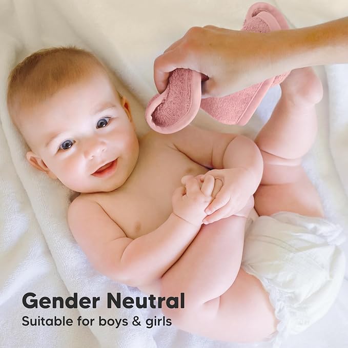 6-Pack Baby Washcloths - Soft Absorbent Viscose from Bamboo Wash Cloths for Babies, Kids, Toddlers, Infant, Newborn Bath Towels, Gentle on Sensitive Skin, 10x10 Reusable Face Towels (Rosy)