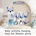 Koty Car Seat Toys, Infant Baby Spiral Plush Activity Hanging Toy for Stroller Bar Pram Crib with Music Box BB Squeaker & Rattles(Gray Fox)
