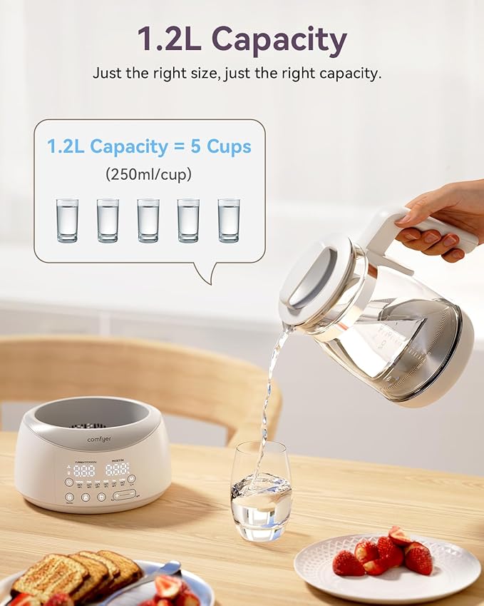 Bottle Warmer comfyer, Baby Bottle Warmer with Night Light & Faster Cooling Fan, Instantly Water Warmer, Tea Kettle Electric with 6 Temperature Control Presets, Feed Baby More Easier and Healthier