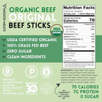 Mission Meats 100% Certified Organic Beef Sticks – Pasture-Raised, Zero Sugar, Non-GMO, Healthy Individually Wrapped Meat Sticks Snack, 0.75oz (24 Count)