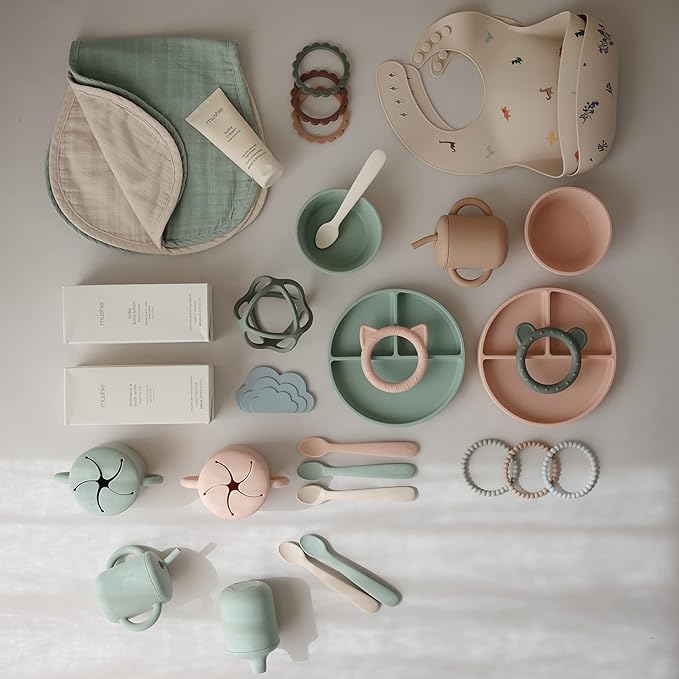 mushie 100% Silicone Training Cup & Straw for Toddlers | 6 Months+ (Cambridge Blue)