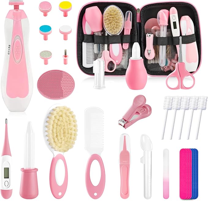 Baby Healthcare and Grooming Kit for Newborn Kids, 31PCS Upgraded Safety Baby Care Kit, Newborn Nursery Health Care Set, Baby Care Products (Pink（31PCS)