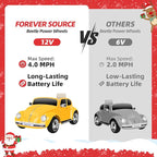 12V Kids Electric Car, Power Wheels with Remote Control, Ride on Car Toys with LED Light, 3 Speeds, Music, Yellow