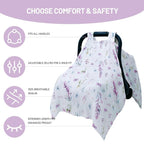 80S Muslin Car Seat Cover for Babies - Soft & Breathable Infant Carrier Canopy, Lightweight Sunshade for Summer, Universal Fit for Baby Boys & Girls