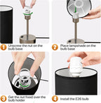 KPQ Small Bedside Lamp Touch Control Table Lamp with USB A+C Charging Ports & AC Outlet 3-Way Dimmable Nightstand Lamp with Linen Fabric Shade for Bedroom Living Room