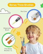 TECJOE Paint with Water Coloring Books for Toddlers, Dinosaur Series Watercolor Set with 3 Brushes, Mess Free Painting Activity for Kids Ages 4 5 6 7 8, Christmas Gifts Arts & Crafts Toy