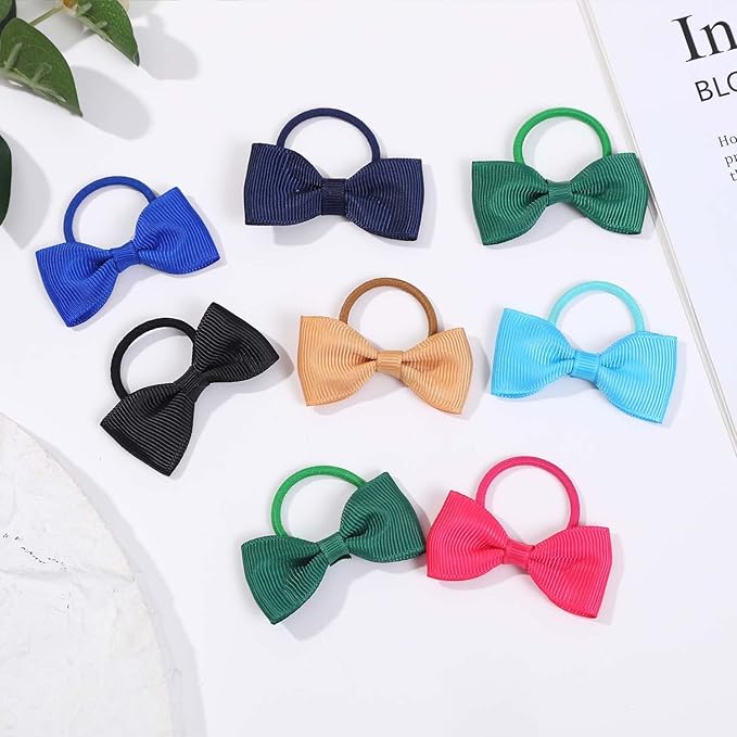 40pcs baby hair ties with Bows Elastic Ponytail Holders Small Hair Accessories for Kids Toddlers Infants. (Mixed color 1)