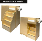 Portable Changing Table Dresser with Stairs on Wheels – Wooden Diaper Changing Station with 2 Storage Shelves, Paper Roller, and Changing Pad - Perfect for Babies and Toddlers