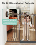 Mom's Choice-GROWNSY Baby Gate for Stairs, 30.5"-43" Pressure Mounted Pet Gate for Doorways-Auto Close Dog Gate for The House-Easy Installation & Walk Thru Wide Safety Gate