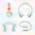 LilGadgets Connect+ Pro Kids Headphones with Mic and Cord, SharePort Technology, Over-Ear Foldable Headset, Volume Limit 93db, Wired Inline 3.5mm Jack for School - Tie Dye Rainbow Headphones for Kids
