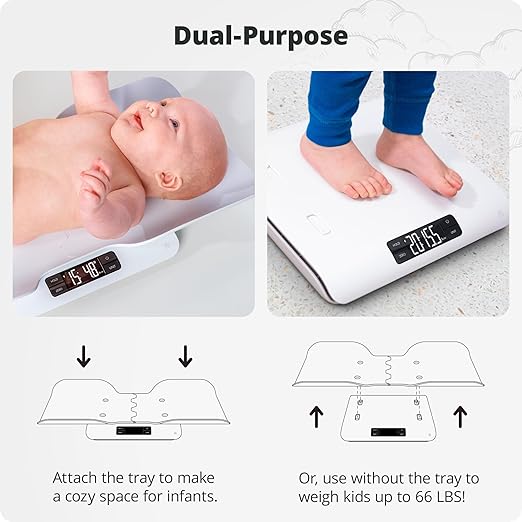 Greater Goods Medical-Grade Baby Scale – Digital Infant & Toddler Scale, 66 lb Capacity, Wiggle-Proof Accuracy, Safe for Delicate Baby Skin
