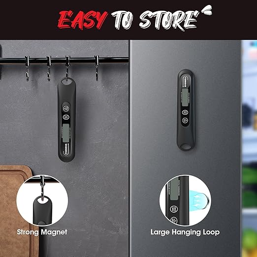 Meat Thermometer Digital, 3S Instant Read Food Thermometer for Cooking with Backlight & Magnet, Foldable Temperature Probe Kitchen Gadgets Essentials for Turkey BBQ Grill Smoker Candy