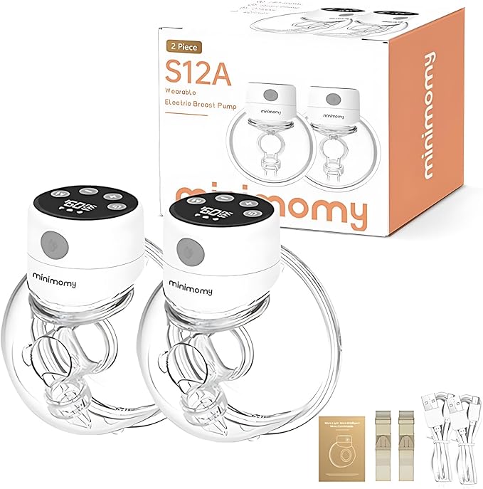 Wearable Hands-Free Electric Breast Pump – Double Portable Pump, 3 Modes 12 Levels, Quiet Rechargeable Breastfeeding Pump, LED Display, 24mm & Multiple Flange Sizes (2 Count)