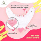 Pickle & Olive - Baby Bandana Girl Teething Bibs with Attached Silicone Teether - Set Of 4 -Leopard