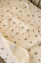 Oilo Burp Cloth 2-Pack Set, Large (12" X 22"), Organic Premium Cotton 4-Way Muslin, Luxuriously Soft, Super Absorbent, & Durable, Machine Washable, Mushroom & Squirrel