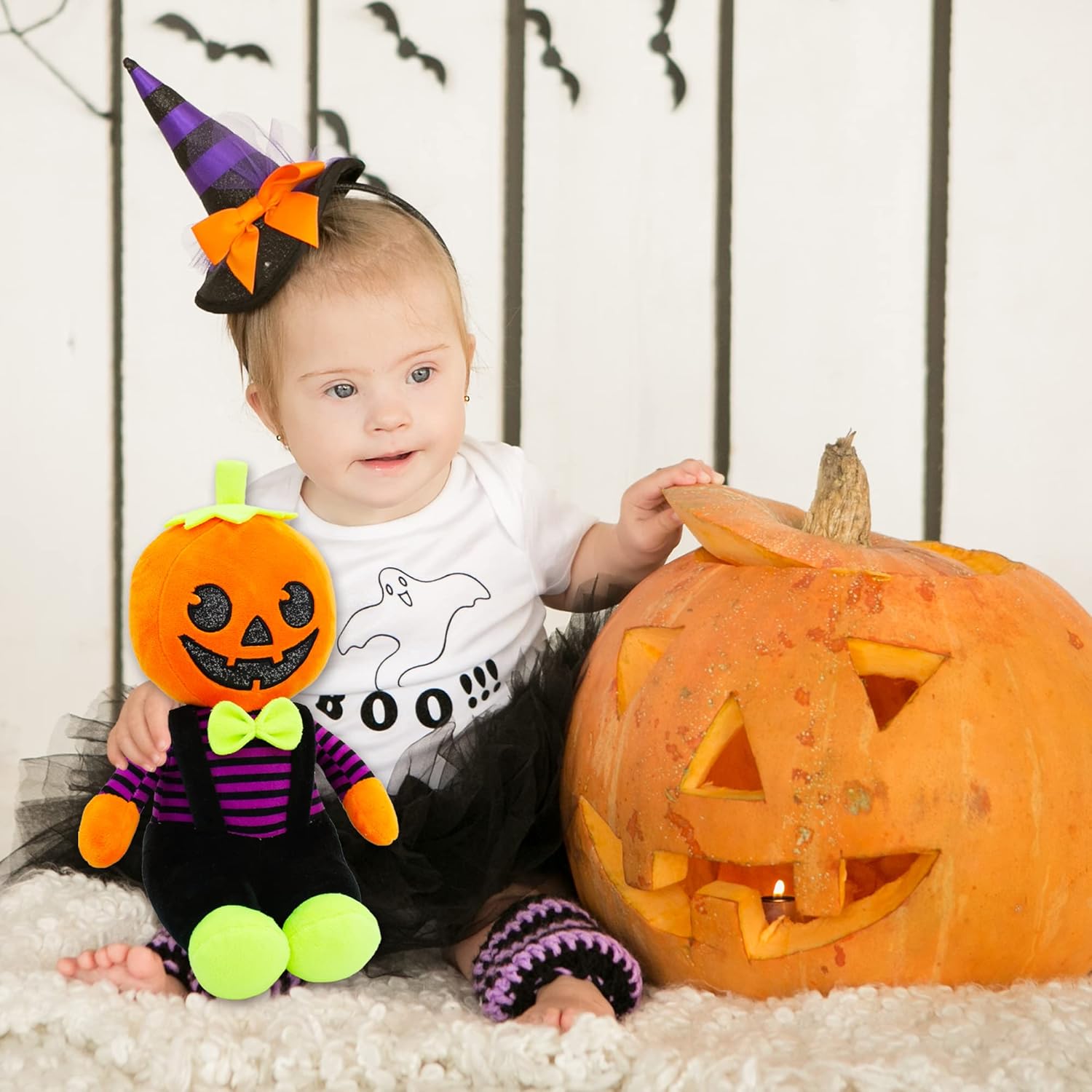 June Garden 12" Sweet Dolly Halloween Pumpkin - Stuffed Ultra Soft Baby Doll for Kids