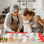 4 pcs 8qt Food Storage Containers with Lid, Square Clear Commercial Food Storage Containers with Handle and Scale for Food Storage in Home Kitchen & Dining (Red)