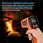 -40℉~3632℉, MESTEK Infrared Thermometer Temperature Gun, High Temp Thermometer with Thermocouple Probe, Non-Contact 50:1 Pyrometer Dual Laser Thermometer Gun for Engine, Kiln, Forging, Industrial