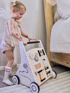 Beright Wooden Baby Walker Push and Pull Learning Activity Walker Kids’ Activity Toy Multiple Activities Center Develops Motor Skills & Stimulates Creativity (Natural)