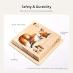 IEATFO 4 in 1 Wooden Animal Chunky Puzzle, 5 Solid Wood Puzzle Blocks with 4 Sides Realistic Forest Animals, Wooden Block Puzzle with Durable Base for Toddlers 3+ Years - Montessori Inspired