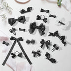 18pcs black hair bows for girls.Black bow with alligator clips,hair ties,snap clip hairpins.Handmade hair accessories for girls gift set