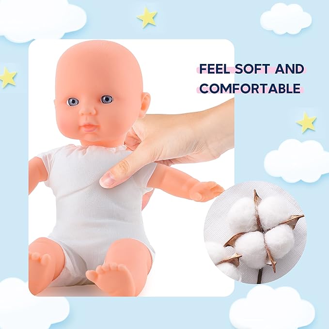 Toy Choi's Baby Doll Twin Baby Dolls 12 inch Soft Body 2 Dolls Playset with Rompers, Hat, Pacifier and Doll Bibs, Gifts for 1 2 3 4 5 Year Old Boys Girls, Toddlers and Kids