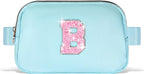 Fanny Pack Belt Bag Crossbody Bags with Initials Letter Patch Trendy Stuff for Teens Cute Stuff Birthday Gifts for Teenager Girls | B,Blue Bag