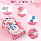 Baby Bathtub,Collapsible Baby Bath Tub with Thermometer & Soft Floating Cushion,Portable Travel Baby Bathtubs for Newborns to Toddlers 0-36 Months(Crab Green)