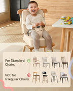 HOMEAL Toddler Booster Seat for Dining Table, Adjustable Kids Breathable Booster Seat for Kitchen, Beige