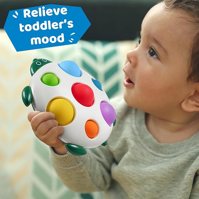 LiKee Fidget Popper Sensory Baby Toys for 10+ Months, Push and Popping Busy Board, Montessori Toys for 1+ Years Old, Airplane Car Travel Toy for Toddlers 1-3 Stress Relief (Turtle)