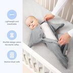 SleepingBaby Zipadee-Zip Transition Swaddle - Cozy Baby Swaddling Blanket with Zipper Convenience - Roomy Wearable Blanket for Easy Diaper Changes - 12-24 Month - Hall of Fame Grey Heather