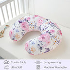 Nursing Pillow Cover 1 Pack, Minky Removable Nursing Pillowcase for Breastfeeding Pillows, Reversible Feeding Slipcover for Baby Boys/Girls, Super Soft Comfortable (Stylish Floral)
