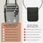 Neck Wallet for Travel & Passport Holder with RFID Blocking - Slim & Easy to Conceal Nylon Travel Pouch for men & women - Holds Phone, Cash, Cards, Keys - Sweat & Water Resistant - X-Large- Light Grey