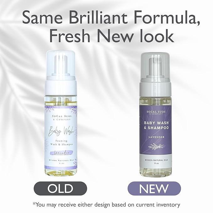 SoCal Suds & Company - Organic Foaming Baby Wash & Shampoo - Gentle Cleansing Newborn Body & Hair Soap for Sensitive Skin - Clean Natural Soothing Ingredients - Lavender, 6oz, 2-Pack