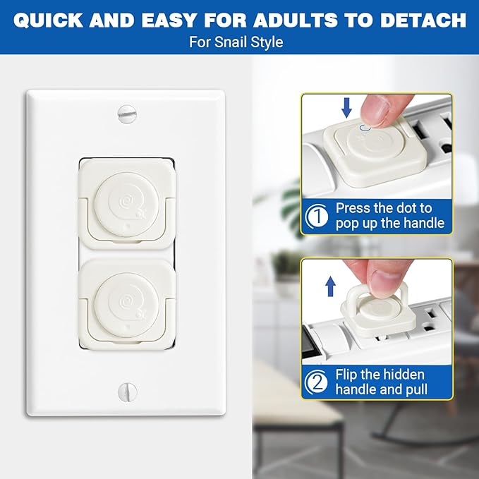 Outlet Covers Baby Proofing, 48 Pack Child Proof Plug Socket Covers Electric Plug Protectors Safety Caps with Hidden Pull Handle, for US 3-Prong, Snail