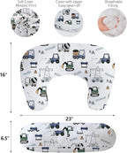 Little Grape Land Nursing Pillow,Upgraded Breast Feeding Pillow for Mom,Breastfeeding & Bottle Feeding for 0–20 Months, Soft Machine Washable Cover with Firm Breathable Filling, Tummy Time,Truck